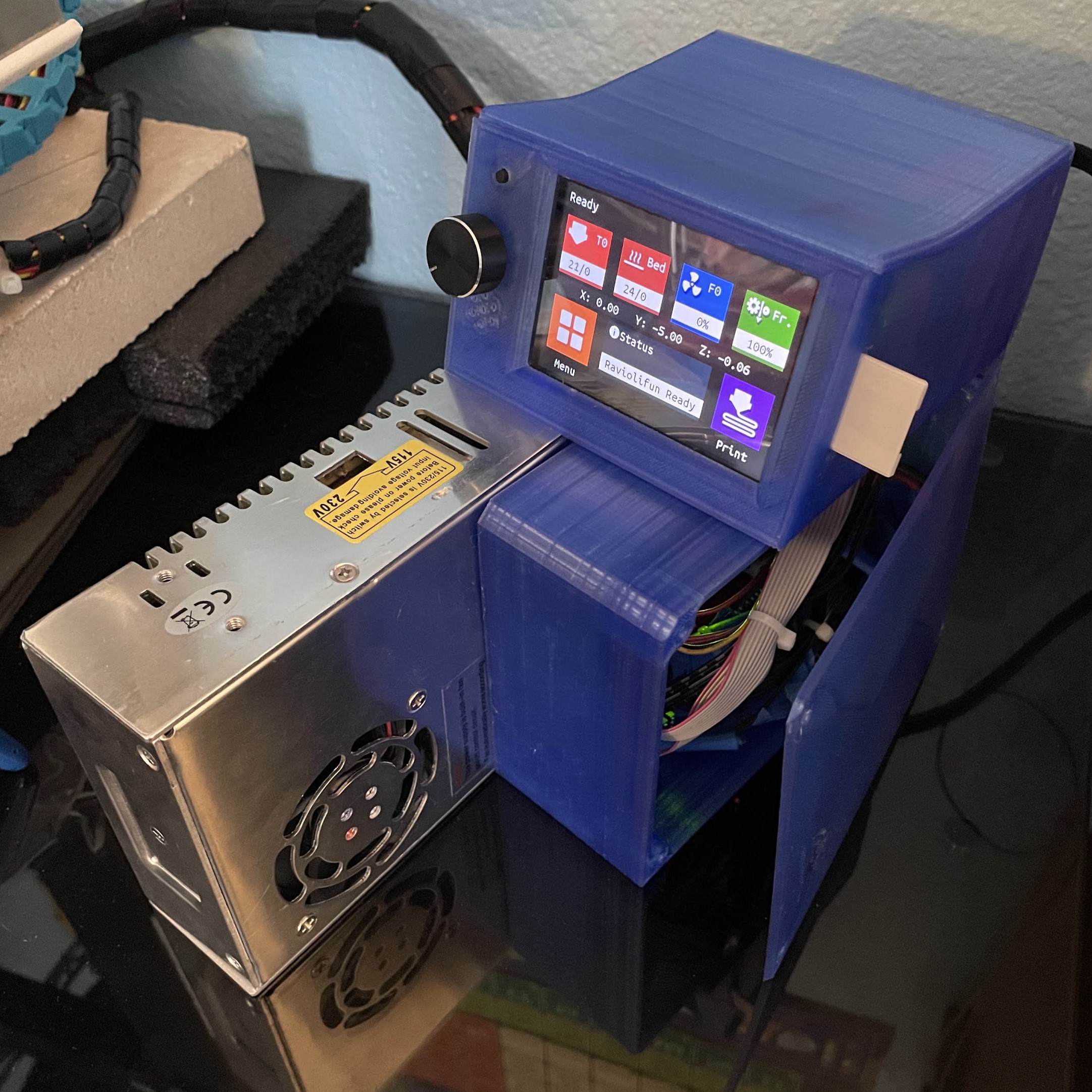 3D printer case, with lid ajar